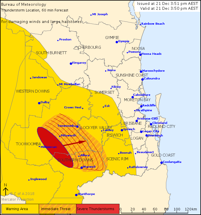 Southeast Qld Severe Thunderstorm Warning Large Hail Damaging Winds