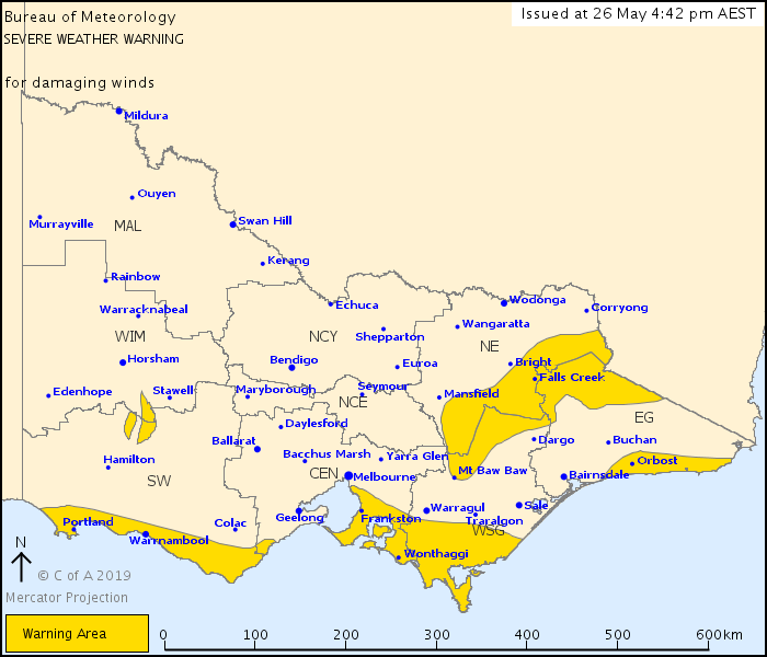 VIC Severe Weather Warning: Damaging Winds - ewn.com.au Alert