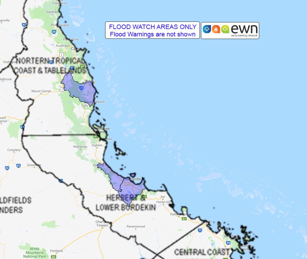 QLD Flood Watch Coastal Catchments Between Townsville and Innisfail