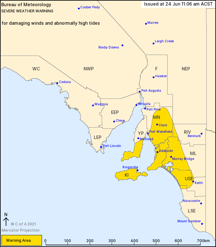 SA Severe Weather Warning: Damaging Winds - ewn.com.au Alert