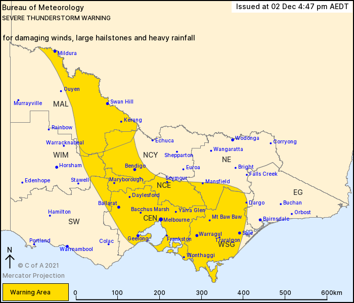 VIC Severe Thunderstorm Warning: Large Hail, Damaging Winds, Heavy Rain ...