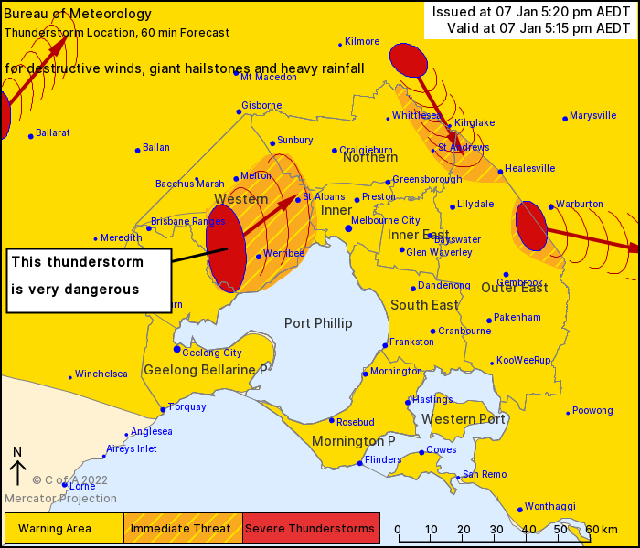 Melbourne Area Severe Thunderstorm Warning: Giant Hail, Destructive ...