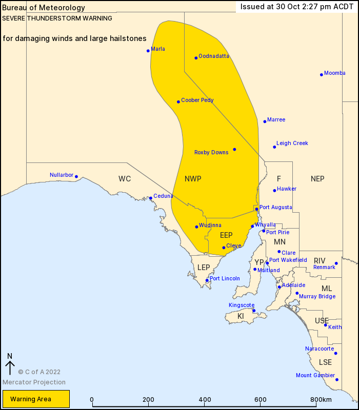 SA Severe Thunderstorm Warning: Large Hail, Damaging Winds - ewn.com.au ...