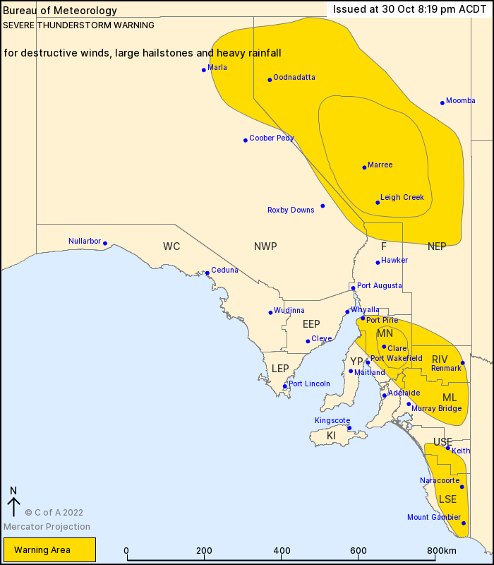SA Severe Thunderstorm Warning: Large Hail, Damaging Winds, Heavy Rain ...