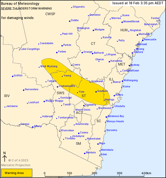 NSW Severe Thunderstorm Warning: Damaging Winds - ewn.com.au Alert