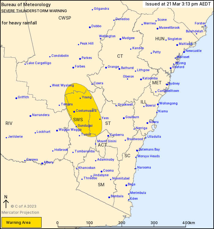 NSW Severe Thunderstorm Warning: Heavy Rain - ewn.com.au Alert