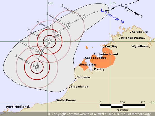 WA Tropical Cyclone Warning: Kuri Bay to Beagle Bay, not including ...