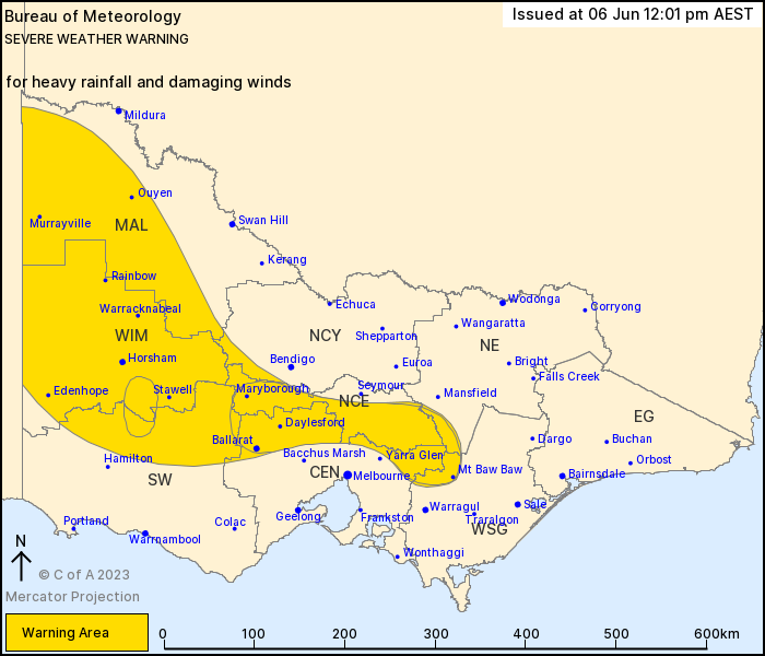 VIC Severe Weather Warning: Damaging Winds & Heavy Rainfall - ewn.com ...