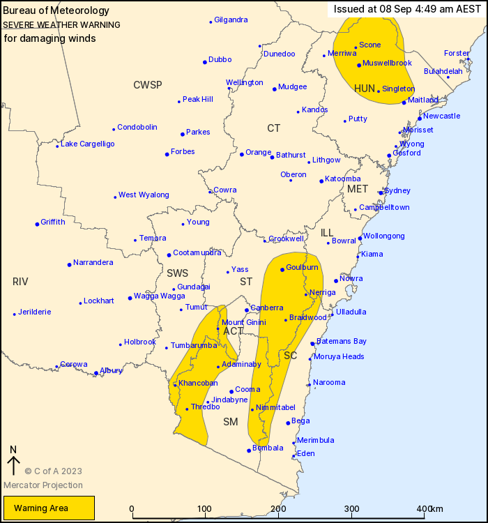 NSW Severe Weather Warning: Damaging Winds - ewn.com.au Alert