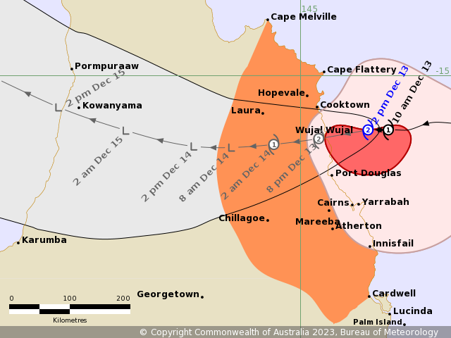QLD Tropical Cyclone Warning: Cape Melville to Cardwell, including ...