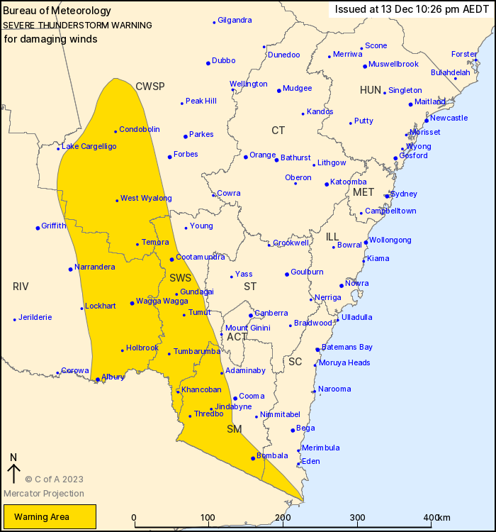 NSW Severe Thunderstorm Warning: Damaging Winds - ewn.com.au Alert