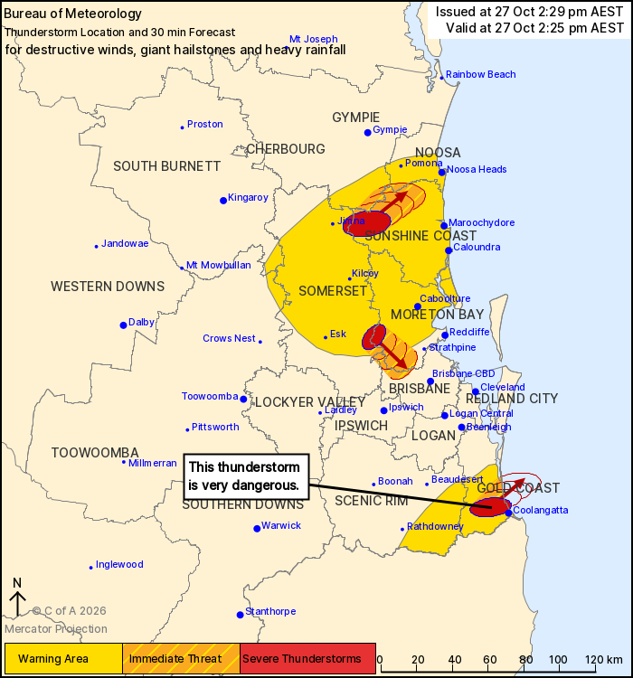 Southeast QLD Severe Thunderstorm Warning: Large Hail, Damaging Winds ...