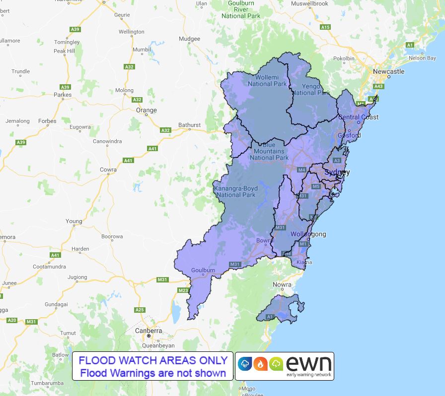 NSW Flood Watch: Central Coast to the Illawarra Coast, Including Metro ...