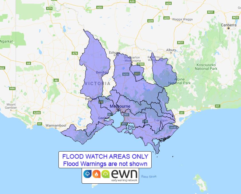 VIC Flood Watch: Greater Melbourne, West and South Gippsland, and parts ...