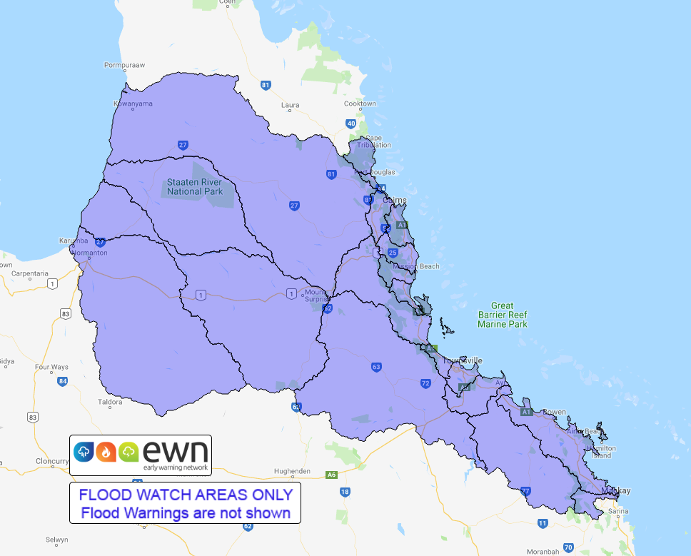 QLD Flood Watch: Daintree to Mackay, western Cape York Peninsula and ...