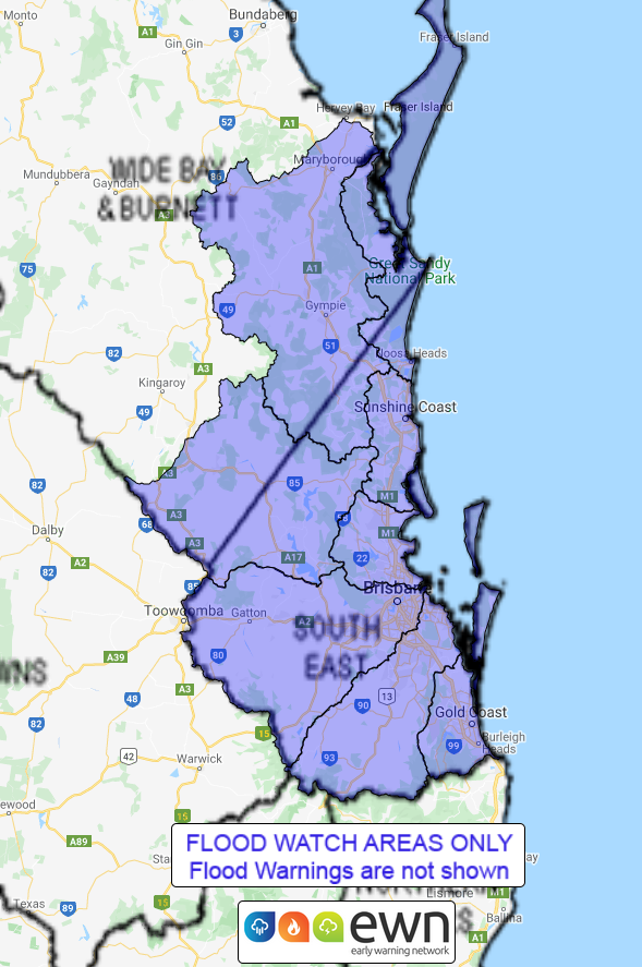 QLD Flood Watch SE QLD from Fraser Is to the NSW border Alert