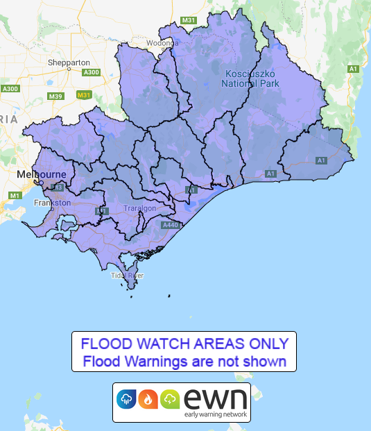 VIC Flood Watch: Gippsland and parts of North East and central Victoria ...