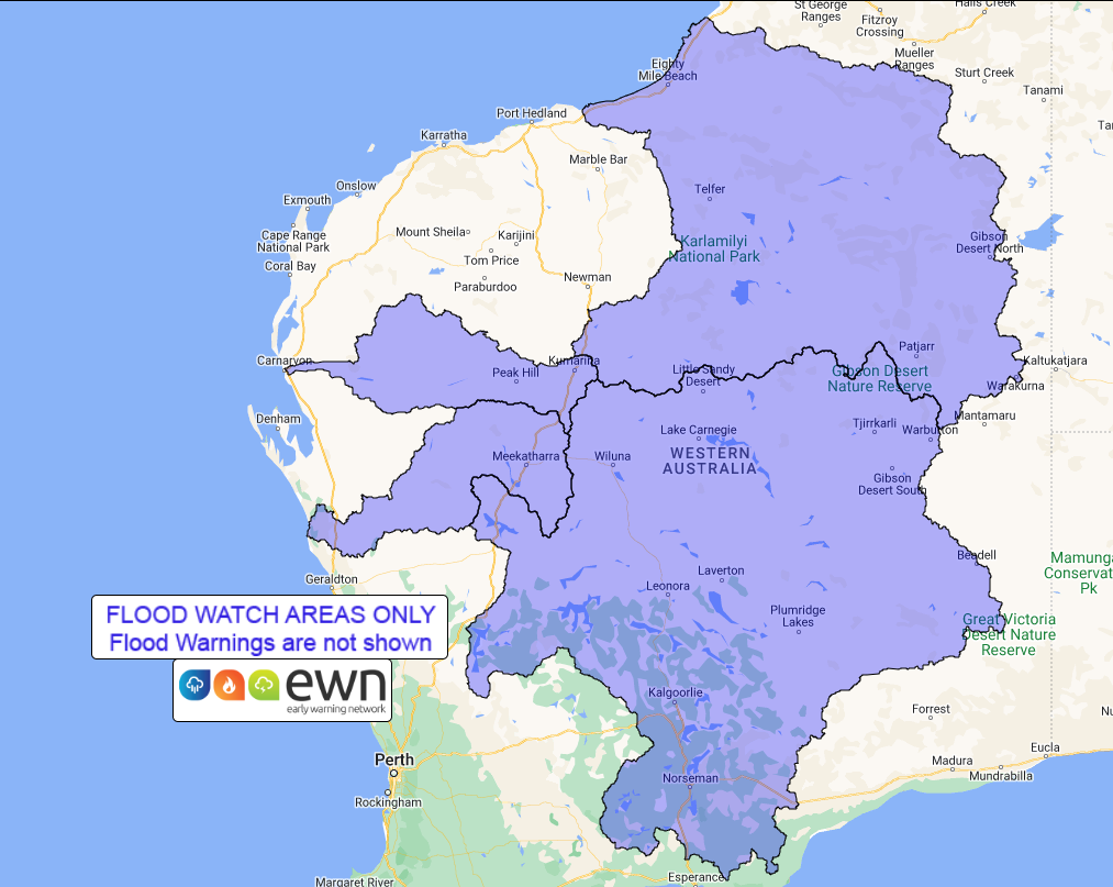 WA Flood Watch Gascoyne, Murchison, Sandy Desert, and Salt Lakes