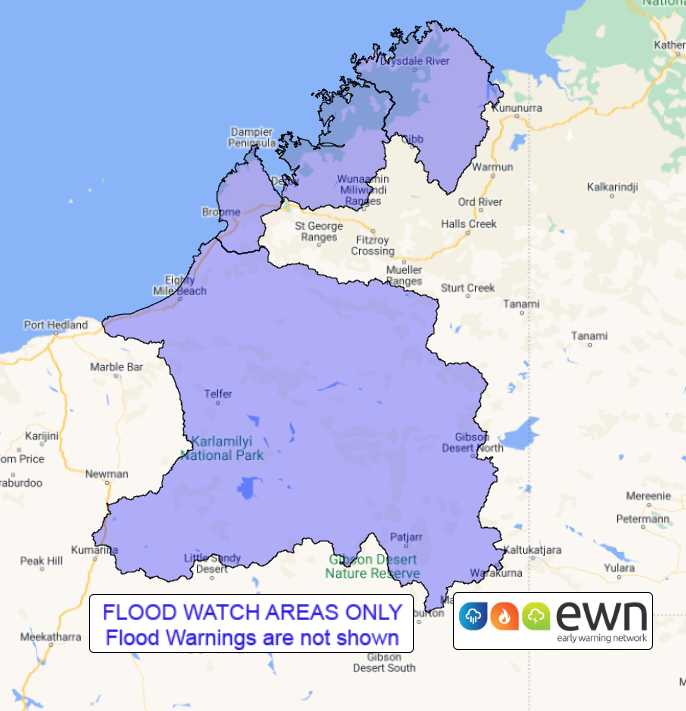 WA Flood Watch: Parts of the Kimberleys and Sandy Desert Districts ...